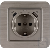 Розетка із заземленням і шторками USB-A + USB-C 5V-2.4A Arvia Electric Lavin Мідь (21 28 4000 301)